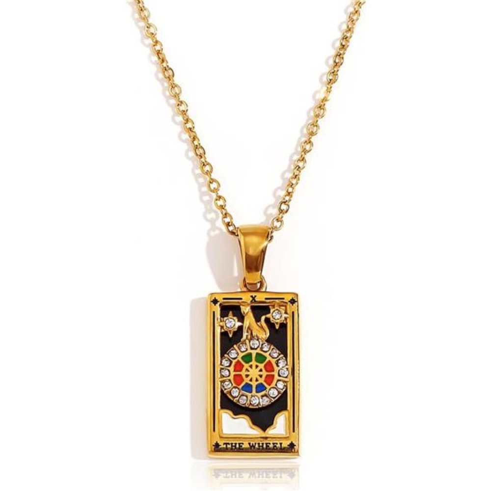 Tarot Card Necklace 18k Gold Plated Tarot Cards Pendant Necklace Vintage